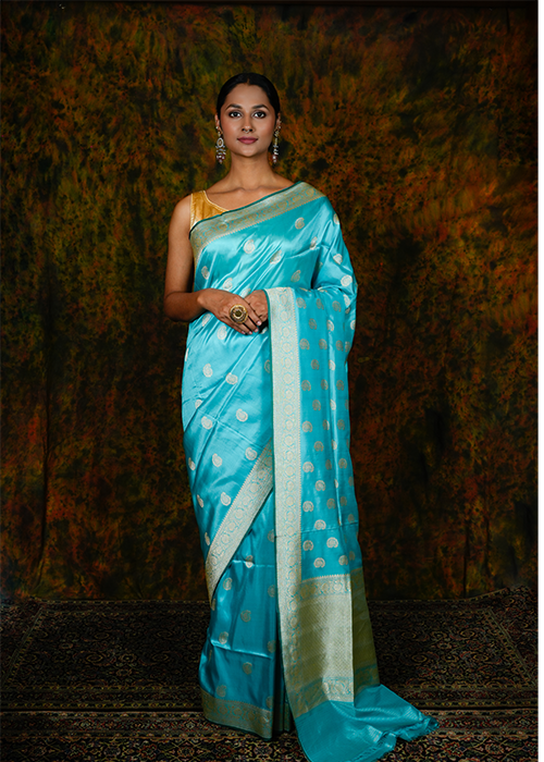 Sky Blue Katan Silk Saree