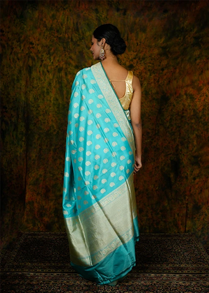Sky Blue Katan Silk Saree