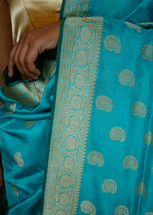Sky Blue Katan Silk Saree