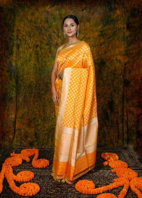 Mustard Katan Pure Silk Saree