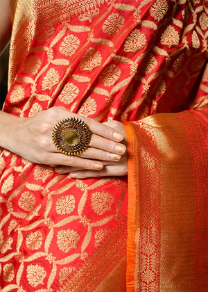 Red Katan Silk Saree