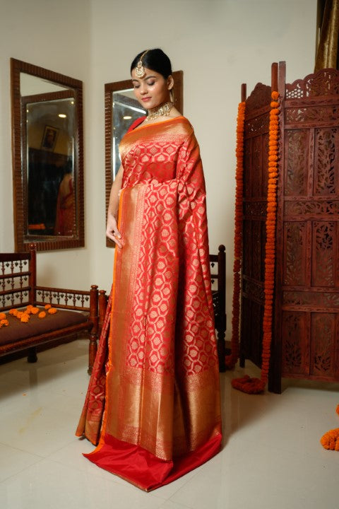Red Katan Pure Silk Saree