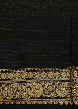 Black Cotton Banarasi Silk Saree - Kadwa Booti