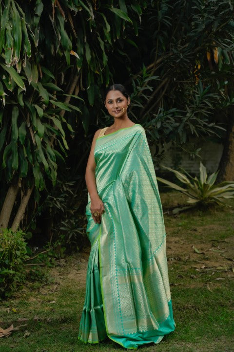 Green Katan Pure Silk Saree - Panaya 