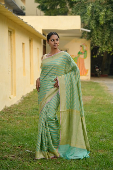 Mint Katan Pure Silk Saree - Panaya 