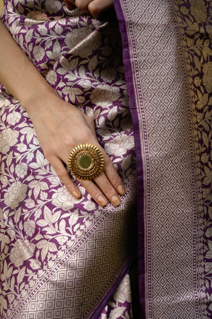 Magenta Katan Pure Silk Brocade Saree - Panaya 