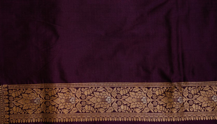 Purple Katan Pure Silk Cutwork Saree