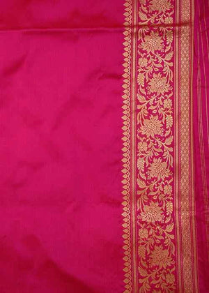 Rani Pink Katan Silk Saree — Kadwa
