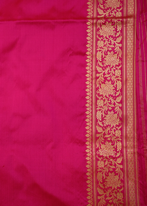 Rani Pink Katan Silk Saree — Kadwa Meena Booti