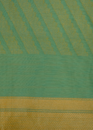 Light Green Katan Silk Saree — Cut Work Aada