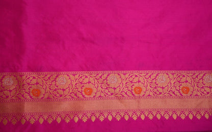 Rani Pink Katan Pure Silk Cutwork Saree - Panaya 