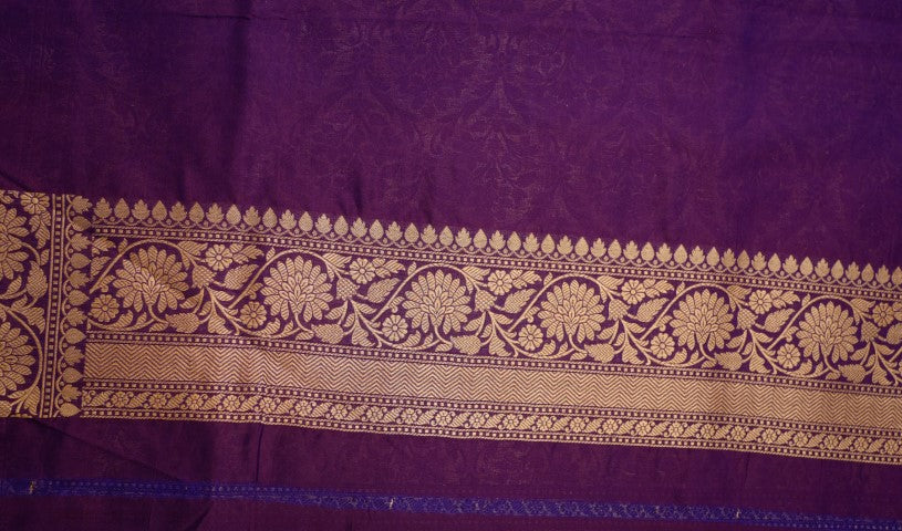 Purple Katan Pure Silk Cutwork Saree