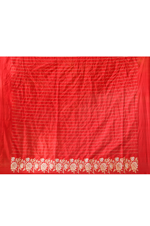 Red Katan Silk Saree — Kadwa Flower Booti
