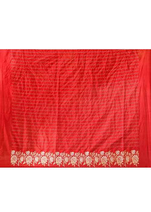 Red Katan Silk Saree — Kadwa Booti