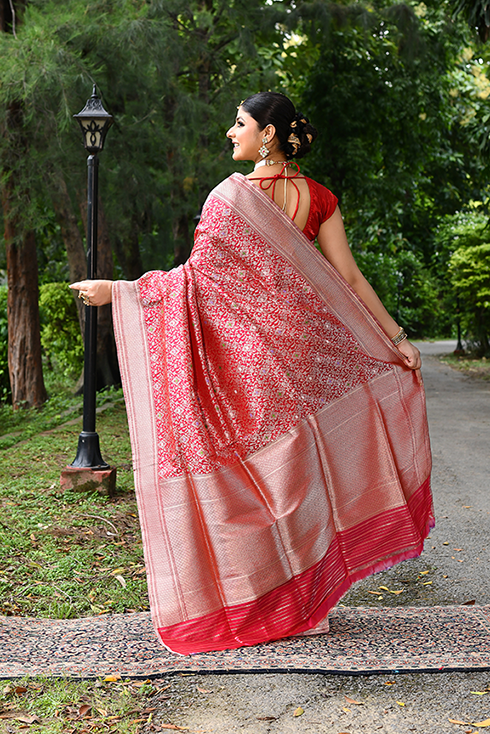 Black Katan Silk Saree — Cut Work Booti