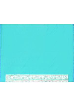 Peacock Blue Katan Silk Saree - Kadwa Booti