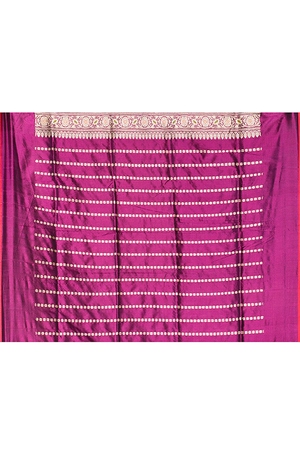 Wine Katan Silk Saree — Kadwa Aada Jaal