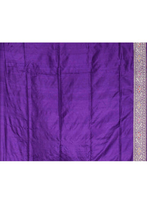 Dark Purple Katan Silk Saree — Kadwa Meena Jaal