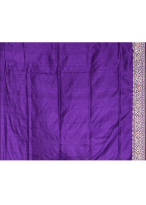 Dark Purple Katan Mulberry Silk Saree — Kadwa Meena Jaal