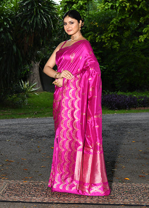 Rani Pink Katan Silk Saree — Kadwa Booti