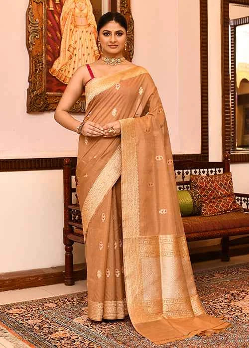 Almond Kora Silk Saree — Kadwa Meena Booti