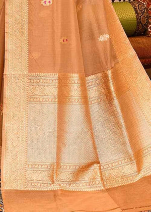 Almond Kora Silk Saree — Kadwa Meena Booti