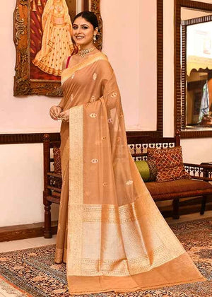 Almond Kora Silk Saree — Kadwa Meena Booti