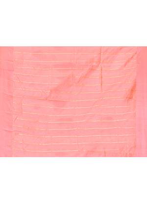 Lemon Pink Katan Silk Saree — Kadwa Booti