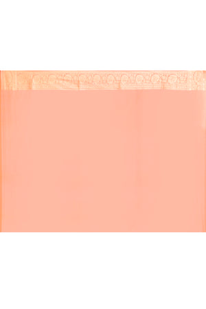 Peach Katan Silk Saree — Cut Work Booti