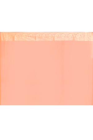 Peach Katan Silk Saree — Cut Work Meena Jaal
