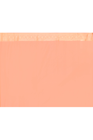 Orange Peach Katan Silk Saree — Cut Work Booti