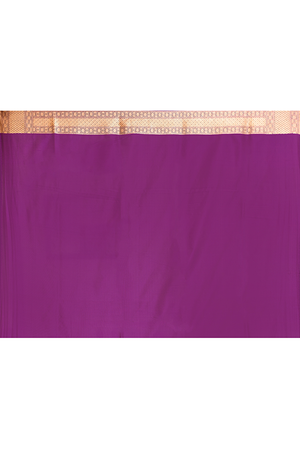 Dark Purple Katan Silk Saree — Cut Work Brocade