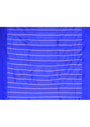 Maroon Blue Katan Silk Saree — Kadwa Booti