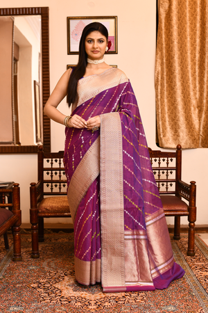 Maroon Katan Silk Saree — Tanchui Meena Jaal