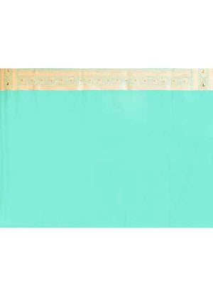 Sea Green Katan Silk Saree — Cut Work Booti
