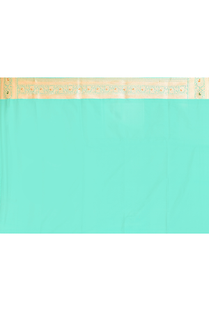 Sea Green Katan Silk Saree — Cut Work Booti