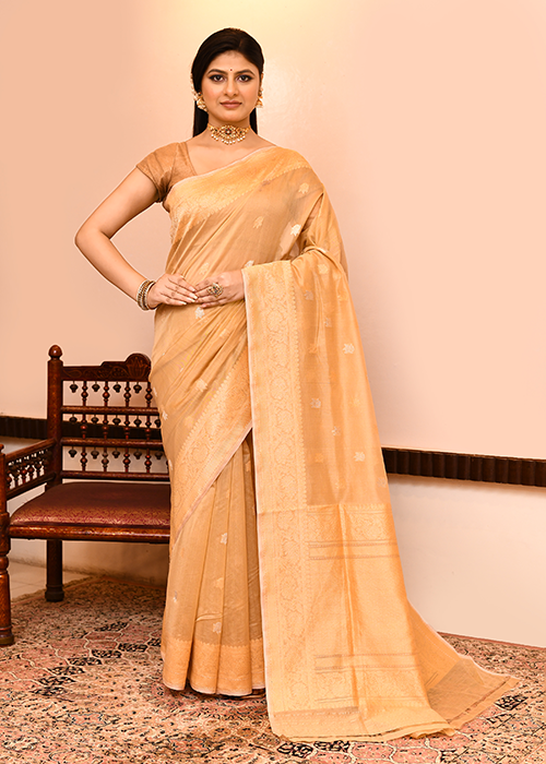 Gold Kora Silk Saree — Kadwa Booti