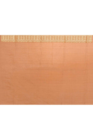 Brown Kora Silk Saree — Kadwa Mango Booti