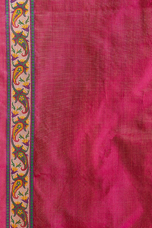 Hot Pink Katan Silk Saree — Tanchui Meena Jaal