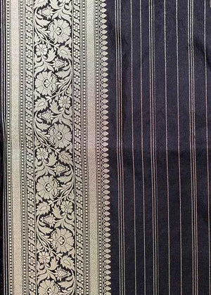 Black Katan Silk Saree — Cut Work Booti