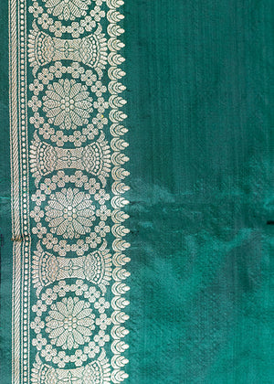 Green Katan Silk Saree — Kadwa Plain