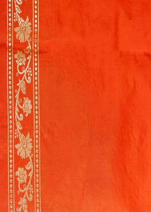 Orange Katan Silk Saree — Kadwa