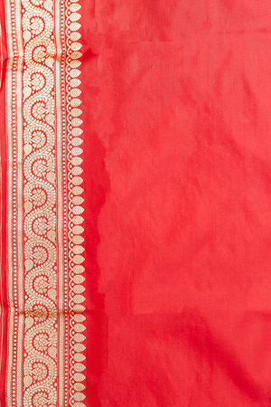 Red Katan Silk Saree — Kadwa Sikargha Jaal