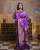 Purple Handwoven Kadwa Katan Pure Silk Saree