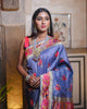 Steel Grey Handwoven Kadwa Katan Silk Saree