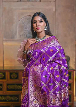 Dark Purple Katan Silk Saree