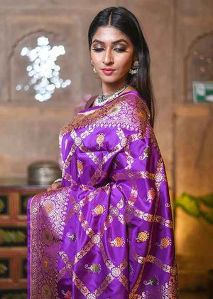 Dark Purple Katan Silk Saree