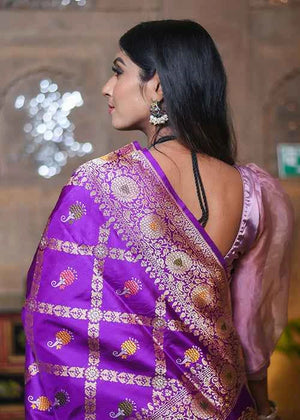 Dark Purple Katan Silk Saree