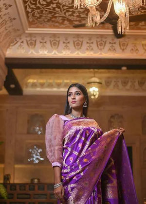 Dark Purple Katan Silk Saree