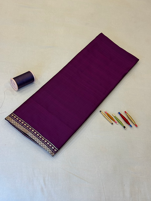 Wine Katan Silk Saree — Kadwa Plain Konia
